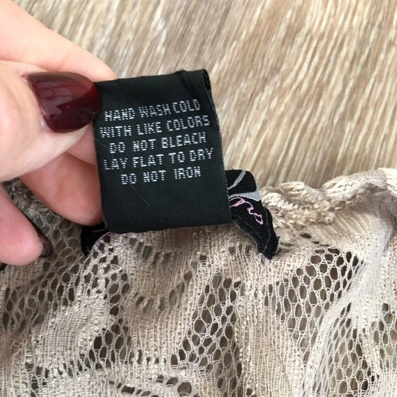 Questions Tan Long Line Feminine‎ Romantic Boho Fringe Lace Cardigan/Jacket ~ L - Picture 11 of 16